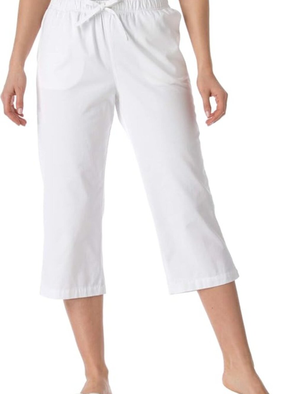 Woman Within Off White Drawstring Linen Blend Capri Pants NIP Size 22W